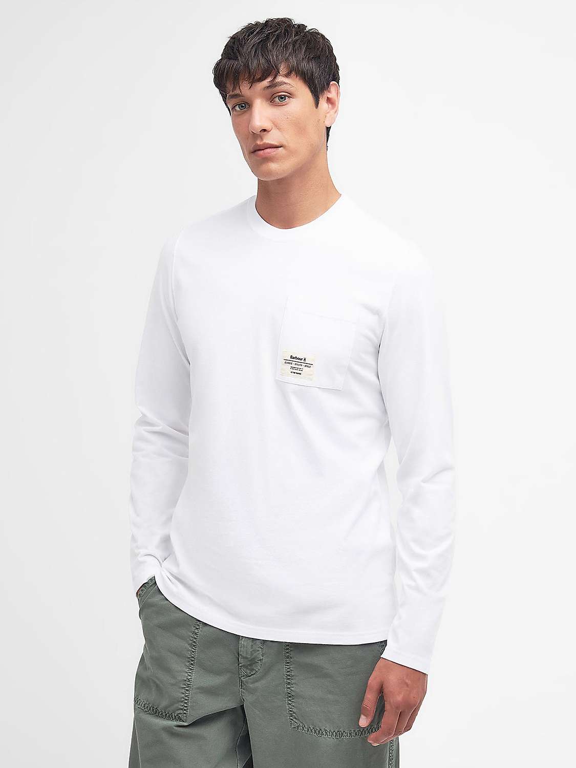 Buy Barbour Holbeck Long Sleeve T-Shirt, White Online at johnlewis.com