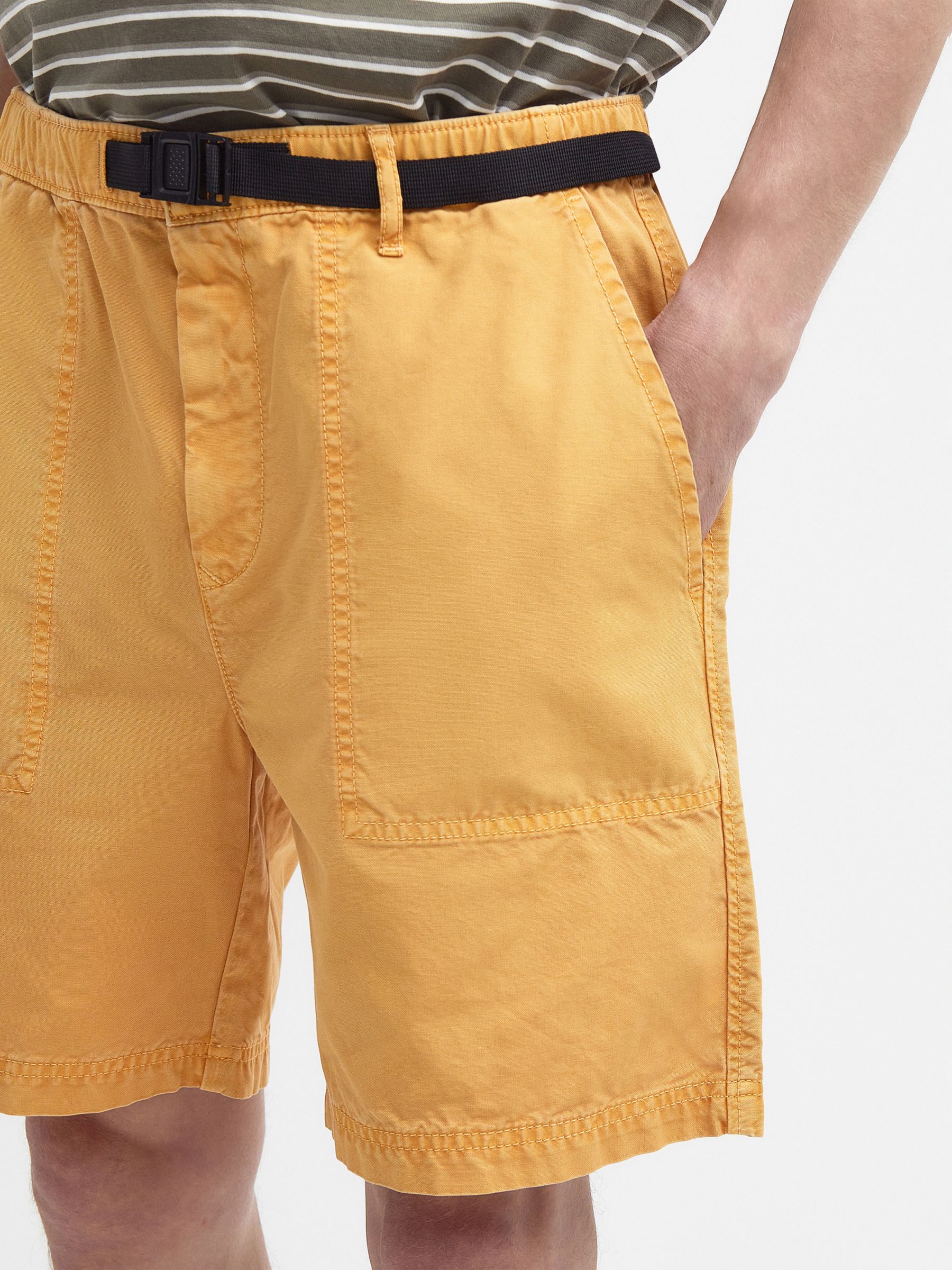 Barbour Grindle Cotton Canvas Twill Shorts, Honey Gold, M
