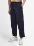 Barbour Grindle Cotton Canvas Twill Straight Leg Trousers, Navy