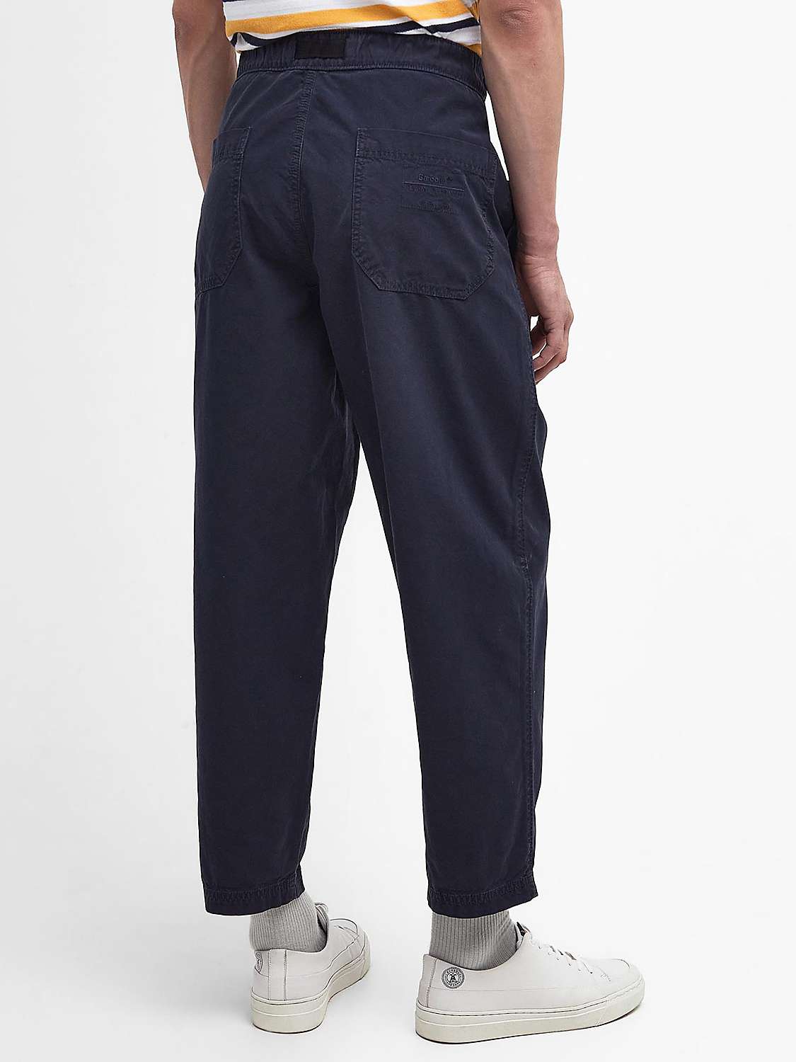 Buy Barbour Grindle Cotton Canvas Twill Straight Leg Trousers, Navy Online at johnlewis.com