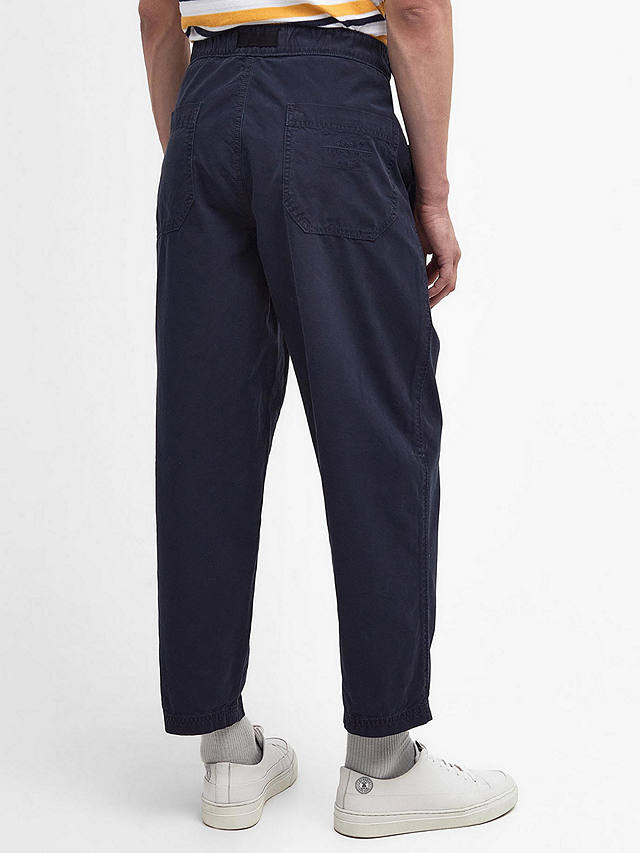 Barbour Grindle Cotton Canvas Twill Straight Leg Trousers, Navy