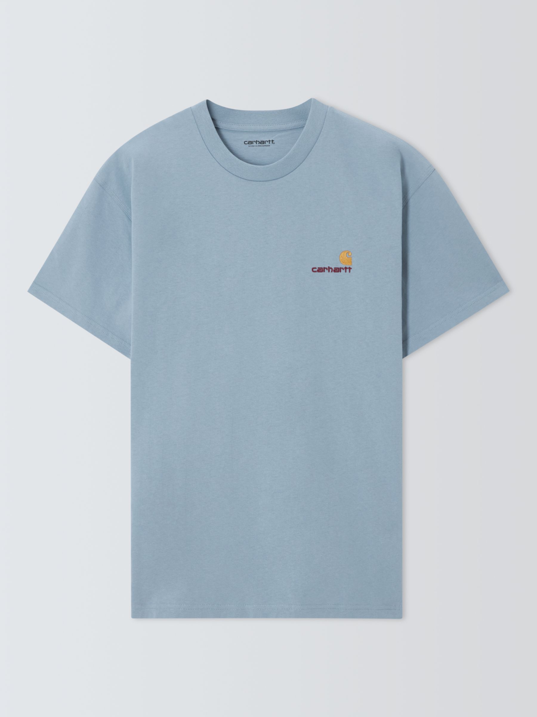 Buy Carhartt WIP Short Sleeve American Script Embroidered T-Shirt, Frosted Blue Online at johnlewis.com