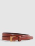 Reiss Holly Skinny Leather Belt, Tan