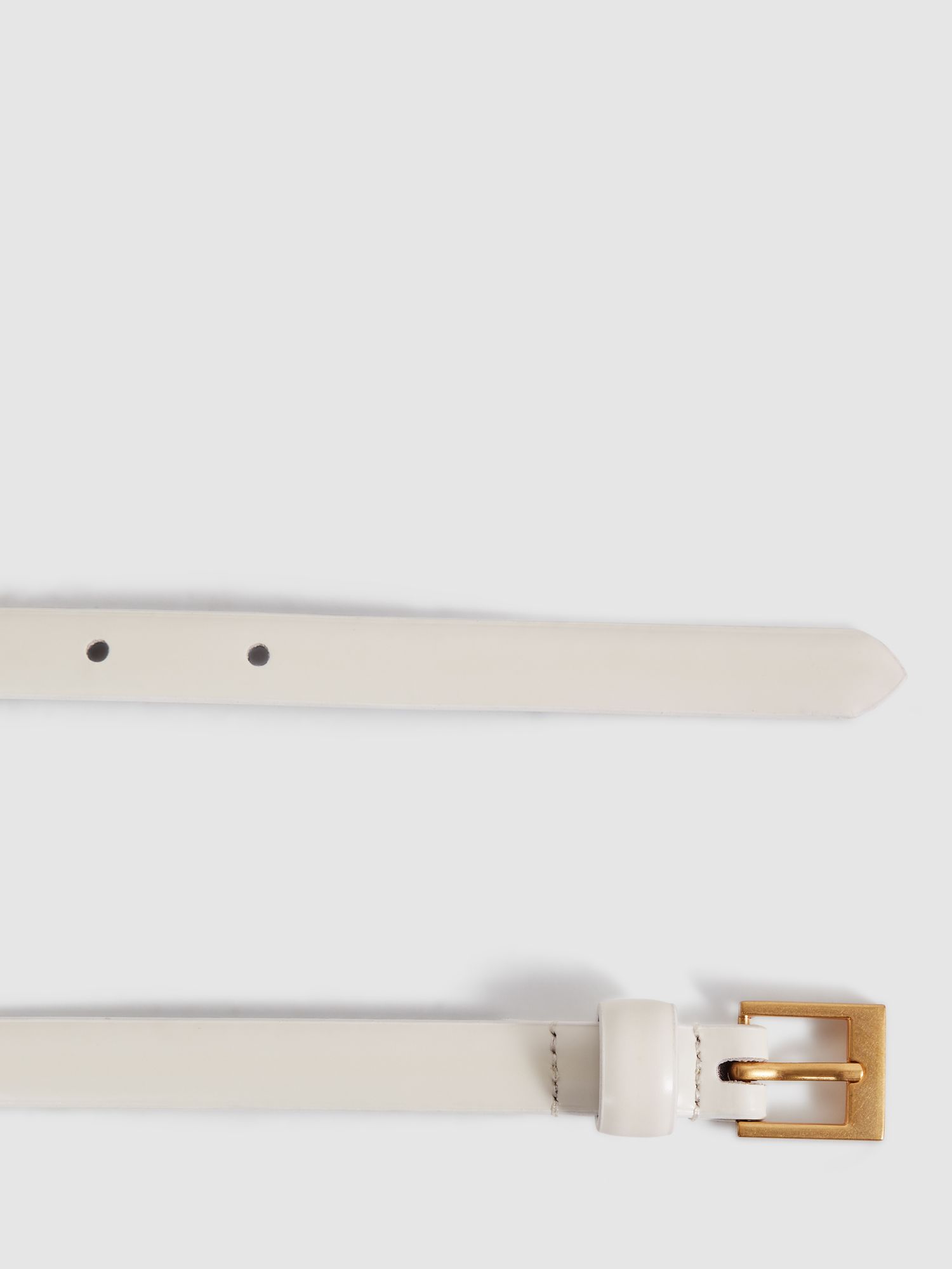 Reiss Holly Skinny Leather Belt, Off White at John Lewis & Partners