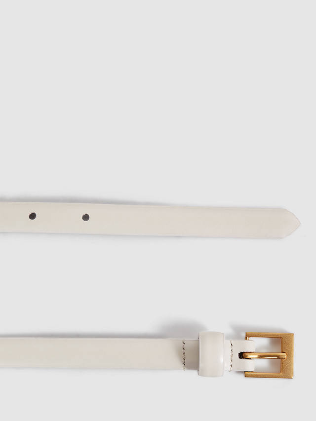 Reiss Holly Skinny Leather Belt, Off White