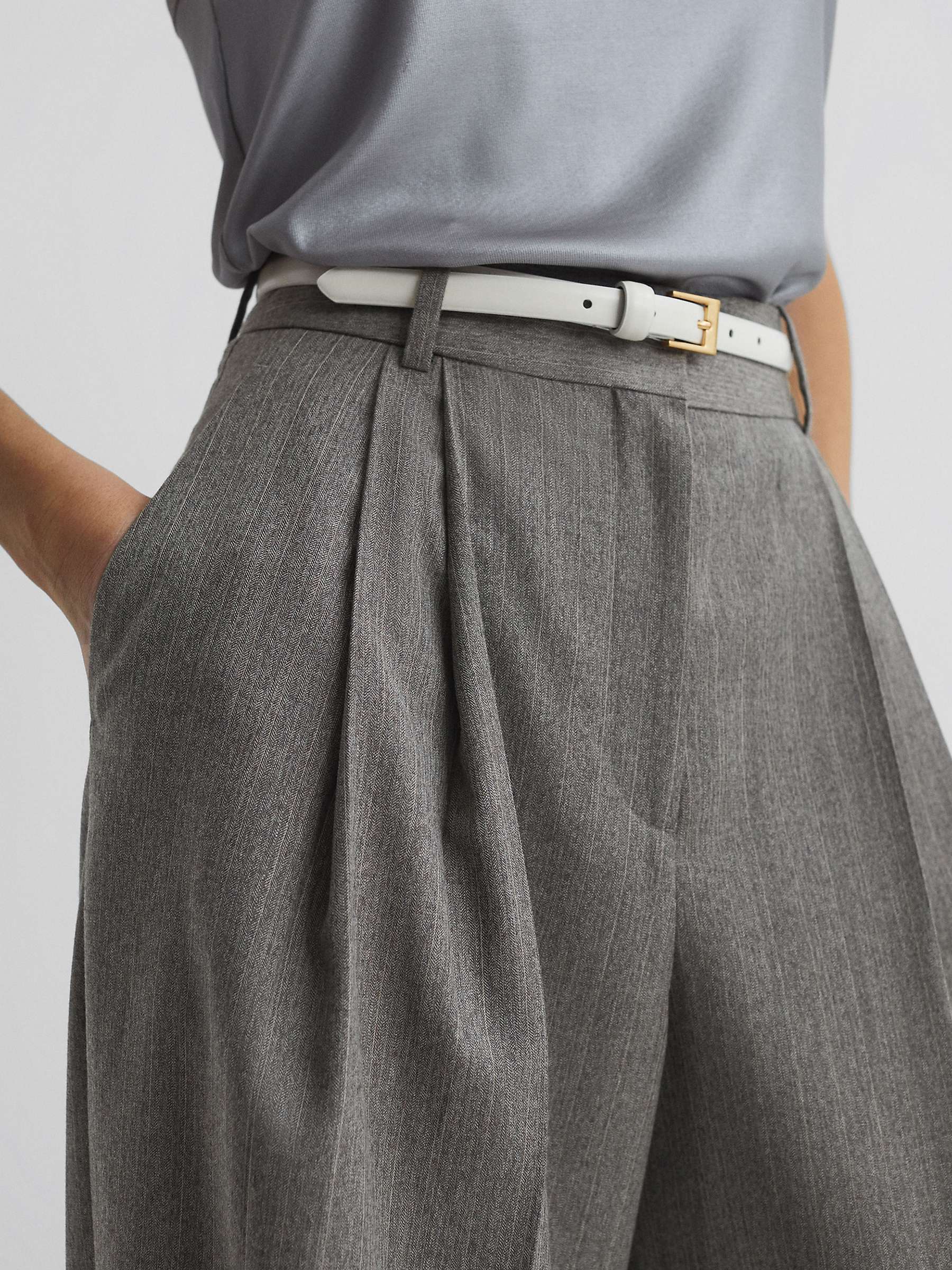 Buy Reiss Otis Wool Blend Long Trousers, Grey Online at johnlewis.com