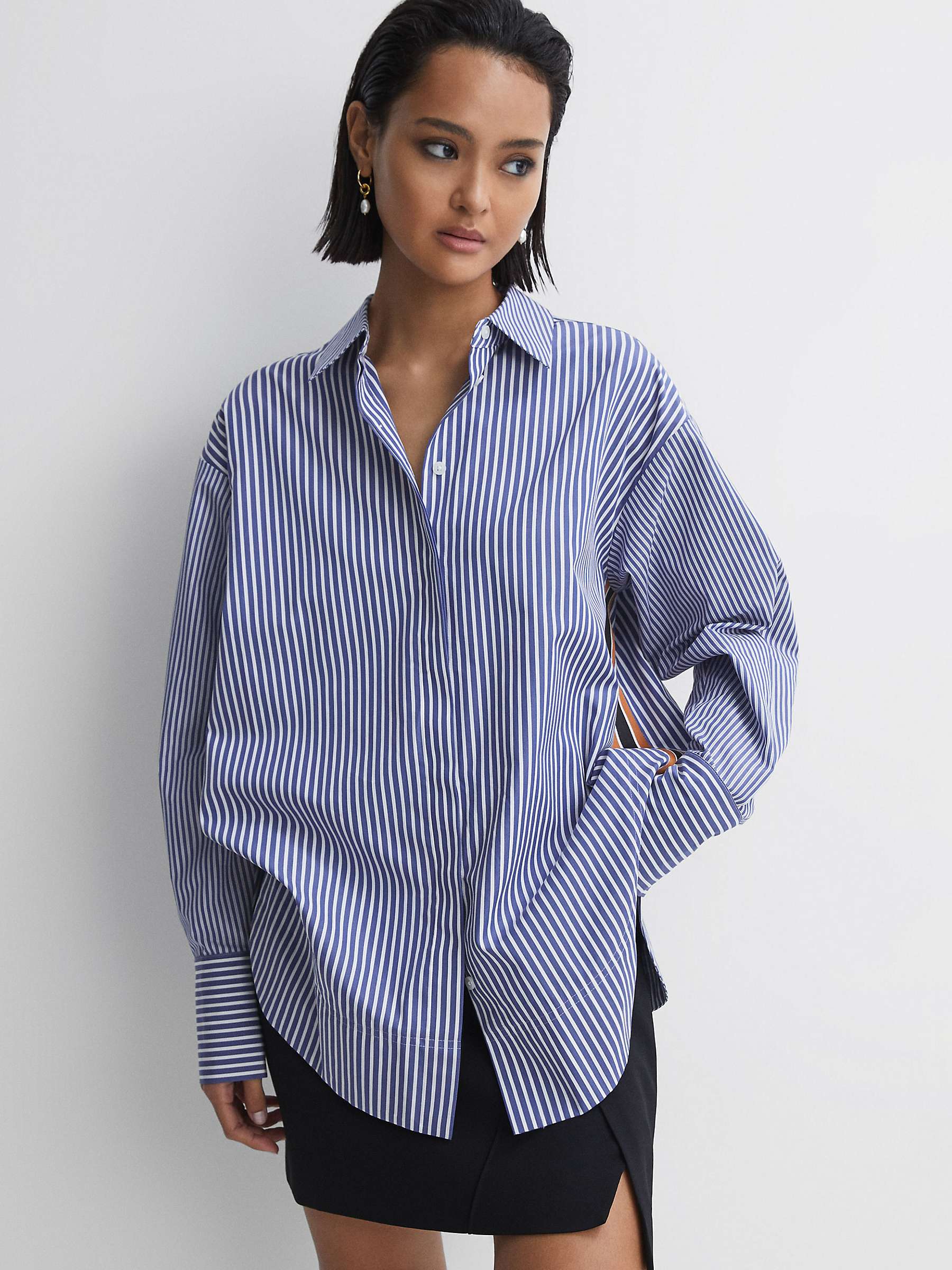Buy Reiss Danica Stripe Shirt, Blue/White Online at johnlewis.com
