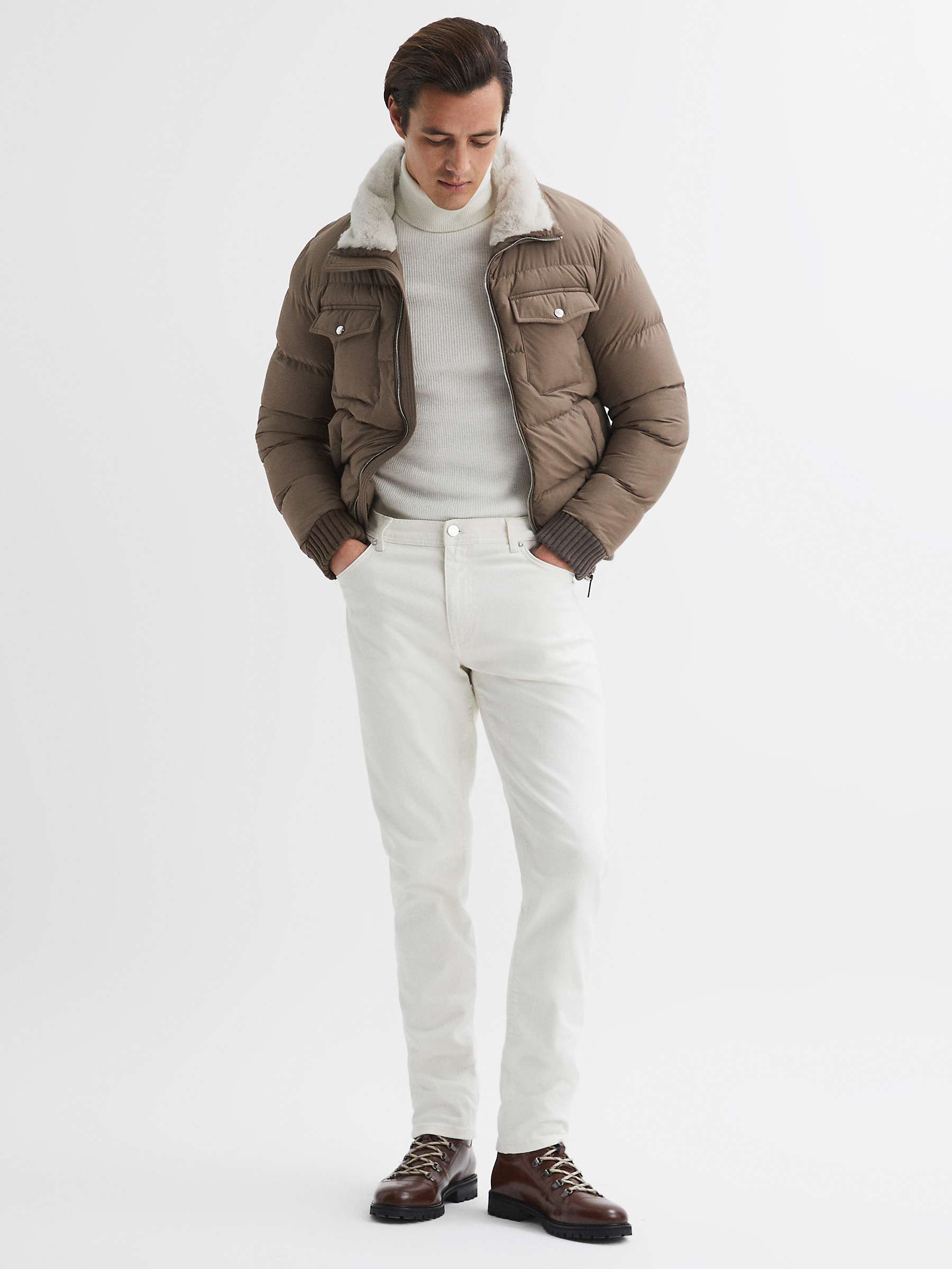 Buy Reiss Mist Long Sleeve Zip Through Fur Jacket, Grey Online at johnlewis.com