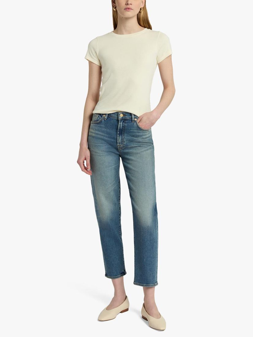 7 For All Mankind Malia Luxe Vintage Tapered Leg Jeans, Mid Blue at ...