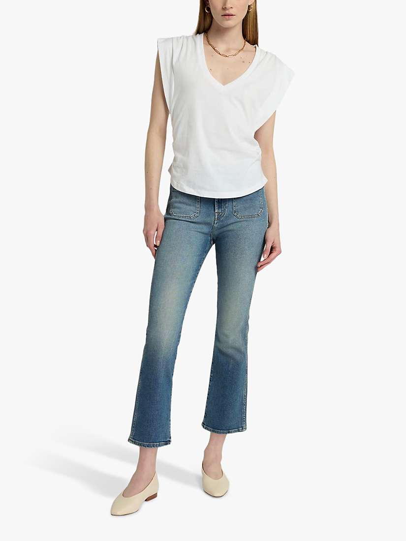 Buy 7 For All Mankind High Waist Slim Kick Cropped Jeans, Blue Online at johnlewis.com