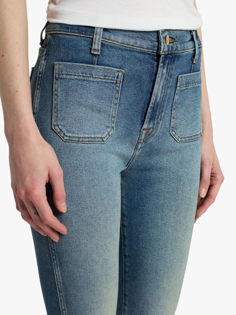 7 For All Mankind High Waist Slim Kick Cropped Jeans, Blue, 32