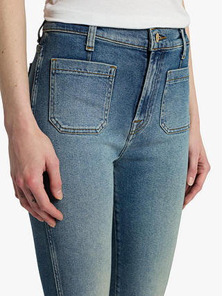 7 For All Mankind High Waist Slim Kick Cropped Jeans, Blue
