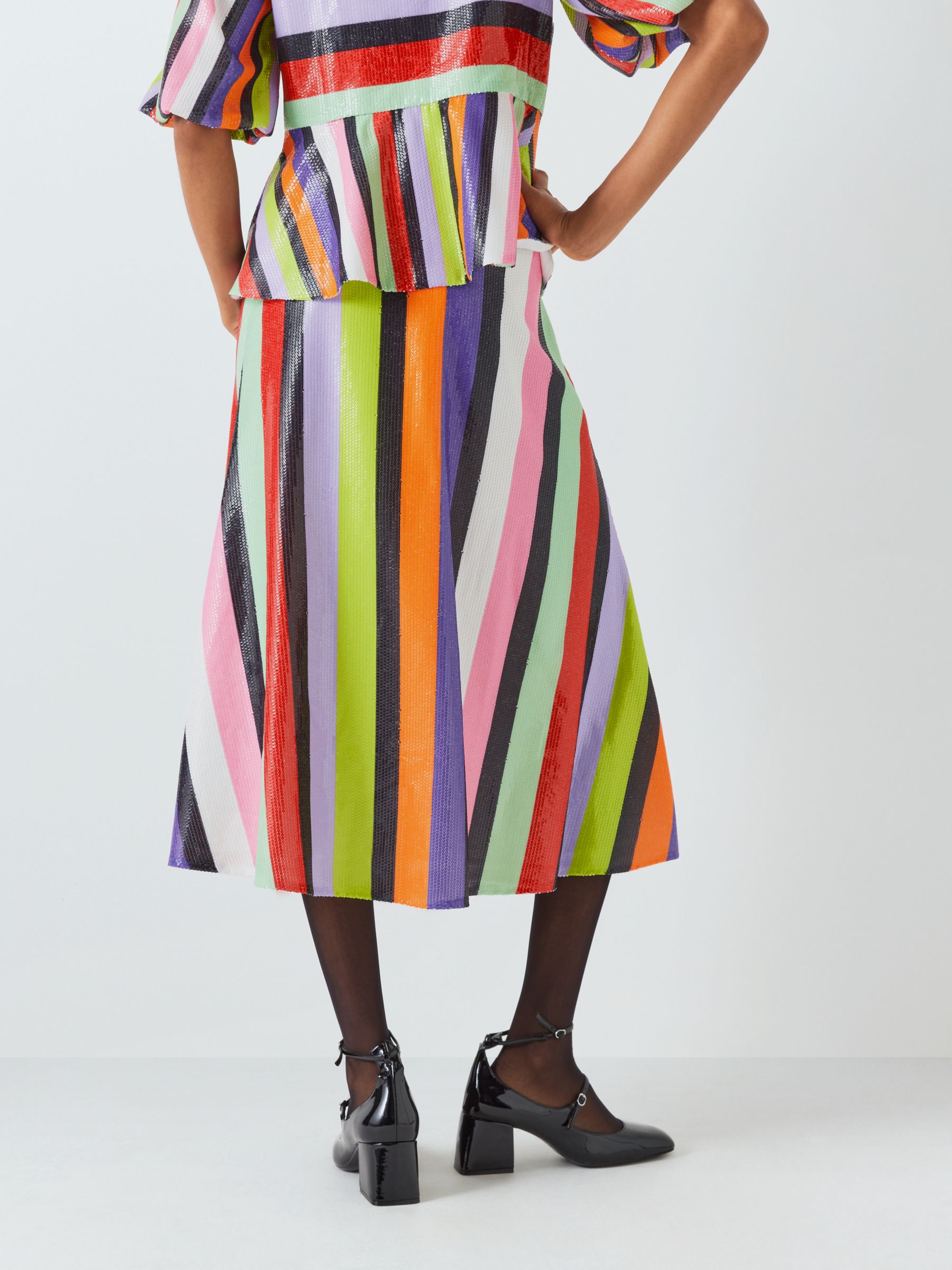 Olivia Rubin Penelope Sequin Stripe Skirt, Multi, 16