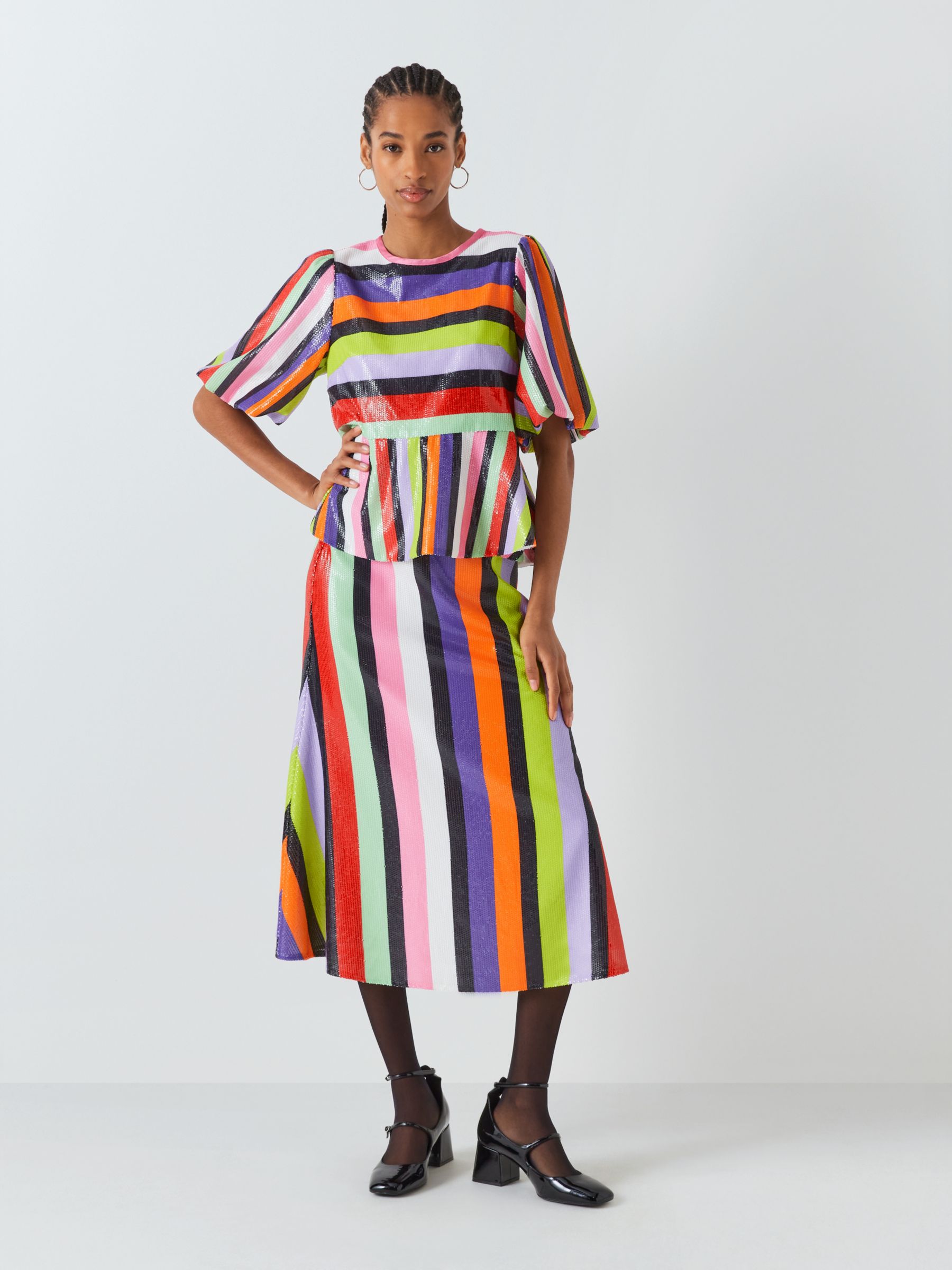 Buy Olivia Rubin Penelope Sequin Stripe Skirt, Multi Online at johnlewis.com
