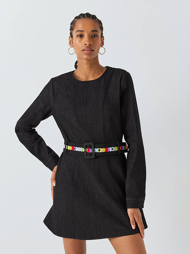 Olivia Rubin Embroidered Belt Mini Dress, Black Wash