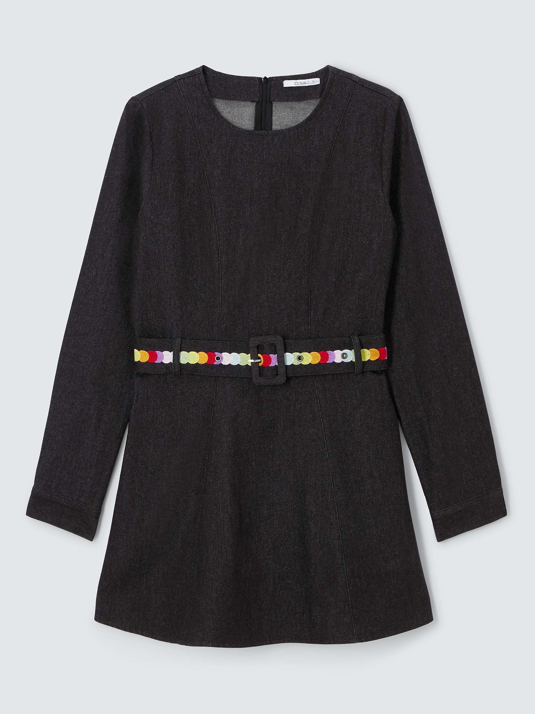 Buy Olivia Rubin Embroidered Belt Mini Dress, Black Wash Online at johnlewis.com