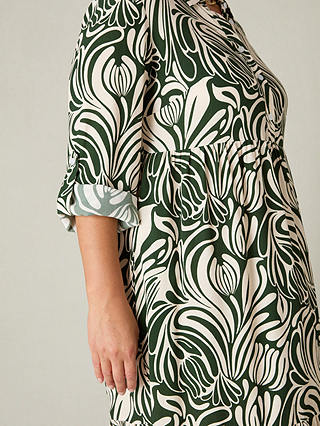 Live Unlimited Curve Abstract Shirt Dress, Green