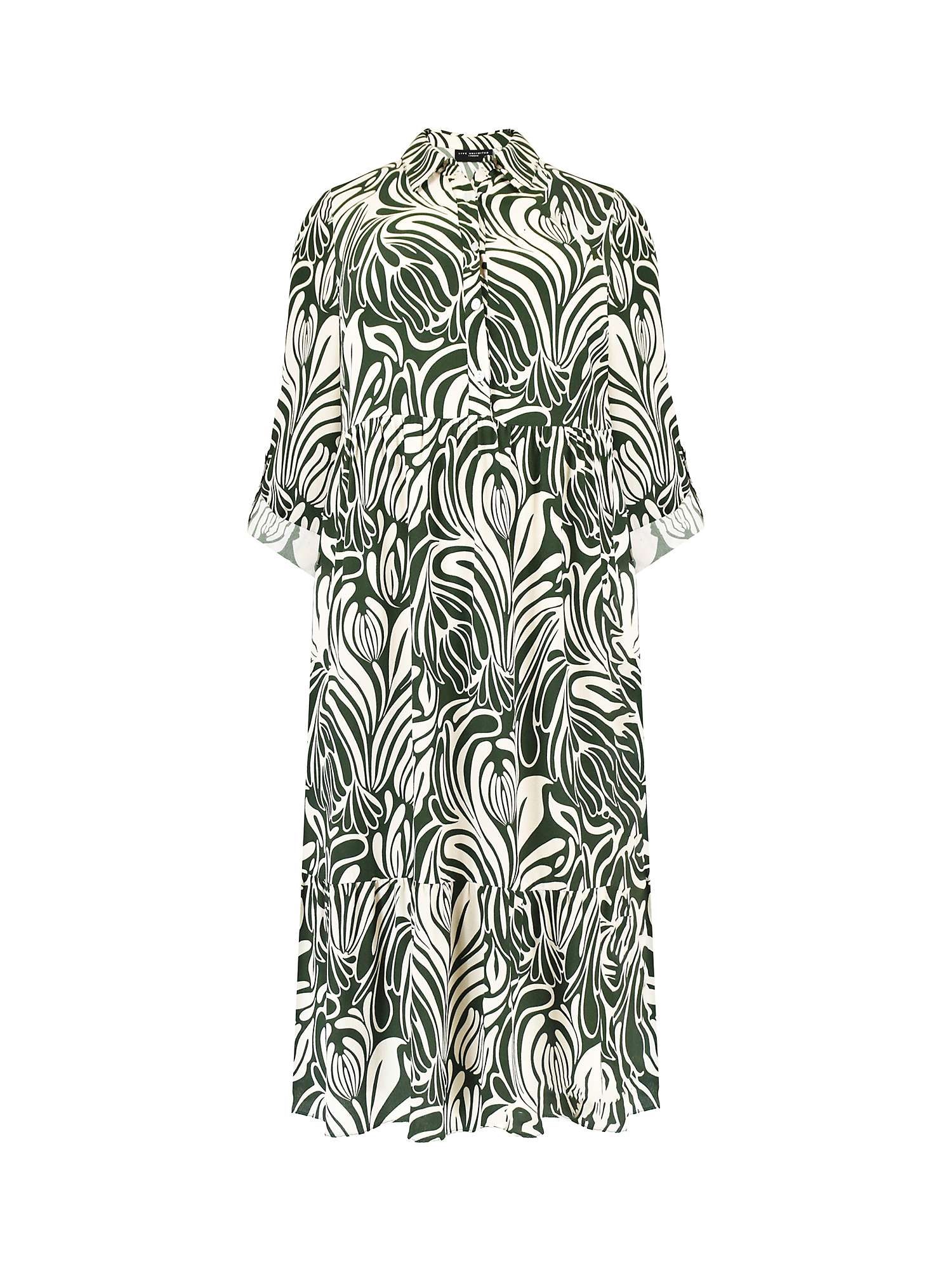 Buy Live Unlimited Curve Abstract Shirt Dress, Green Online at johnlewis.com