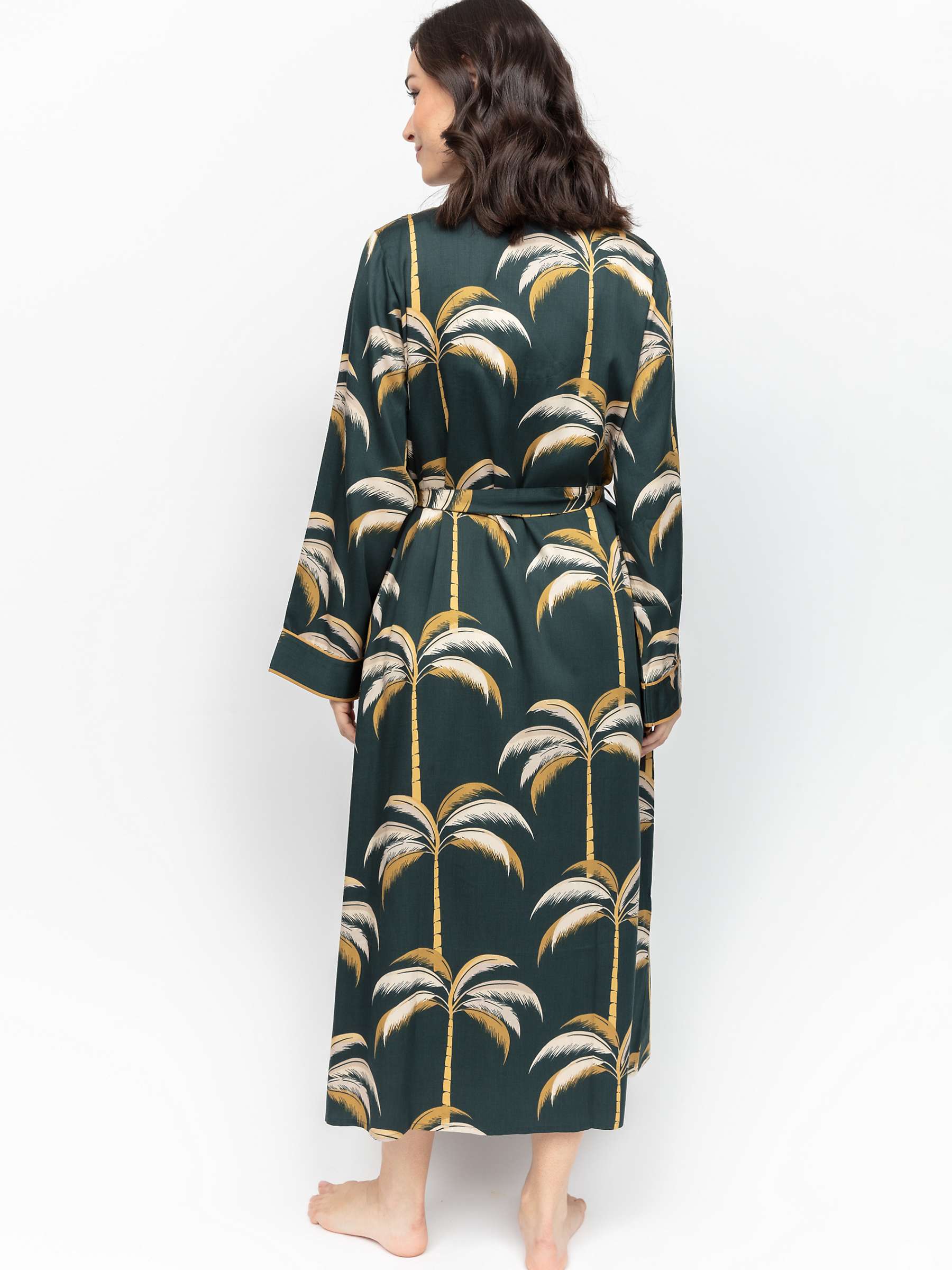 Buy Fable & Eve Pimlico Palm Print Dressing Gown, Emerald Green Online at johnlewis.com