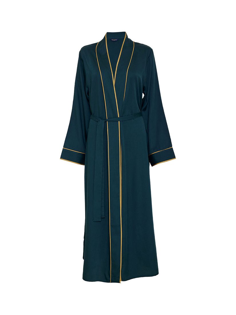 Fable & Eve Pimlico Solid Long Dressing Gown, Emerald Green at John ...