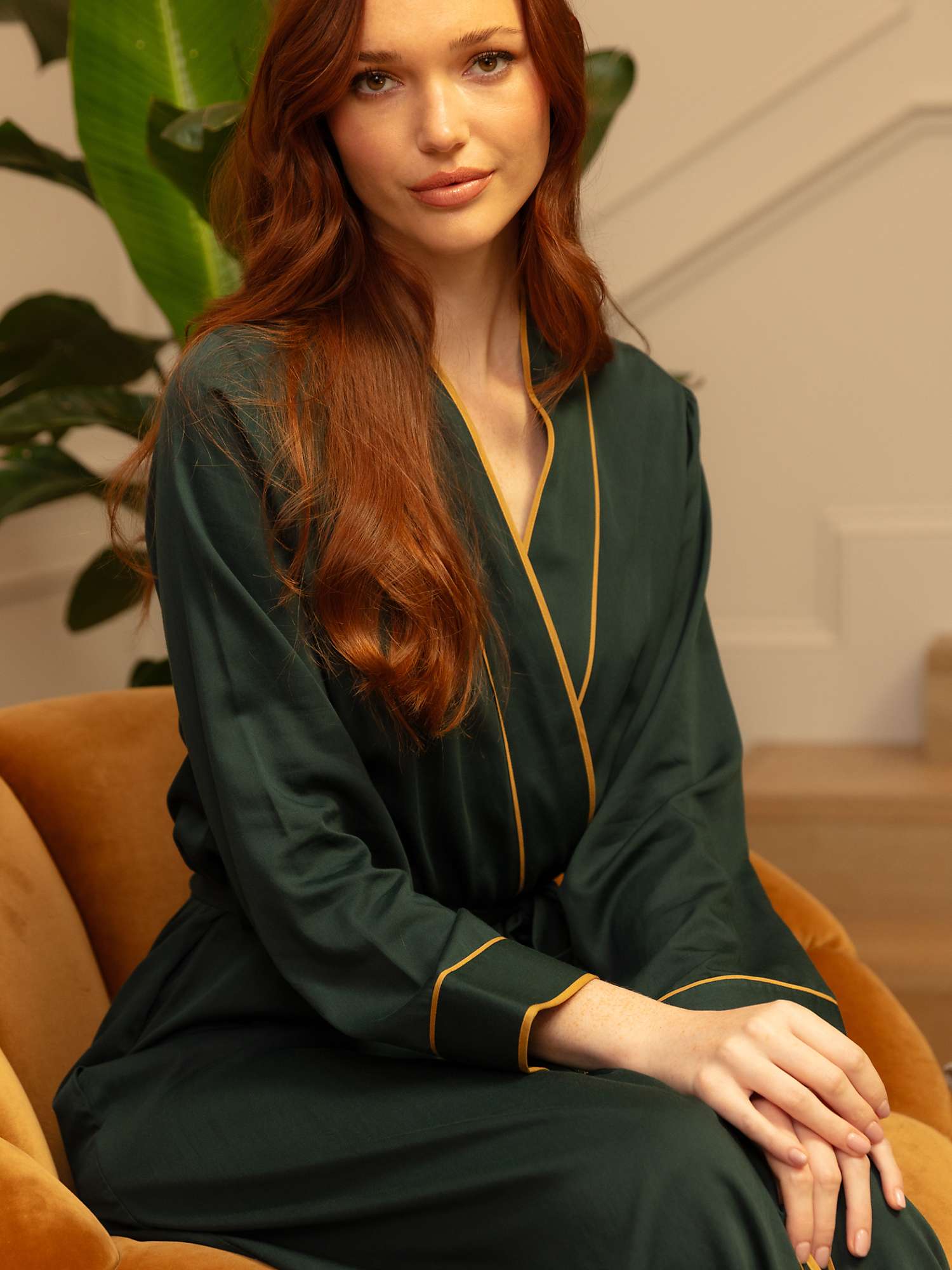 Buy Fable & Eve Pimlico Solid Long Dressing Gown, Emerald Green Online at johnlewis.com
