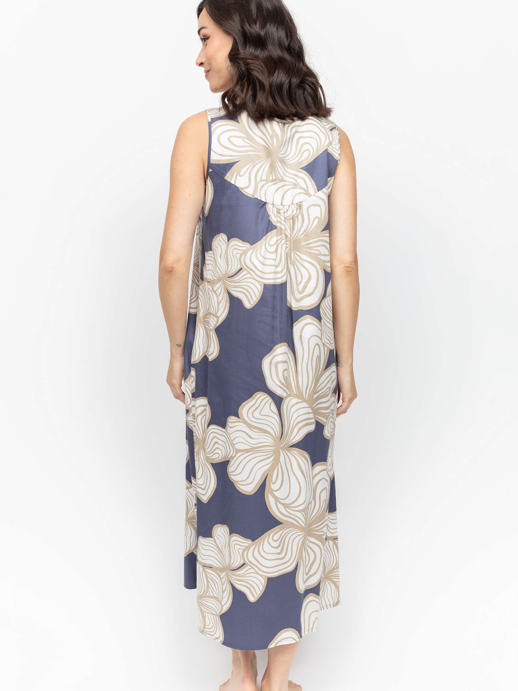 Buy Fable & Eve Hyde Park Floral Print Long Nightdress, Slate Blue Online at johnlewis.com