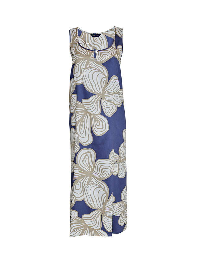 Fable & Eve Hyde Park Floral Print Long Nightdress, Slate Blue