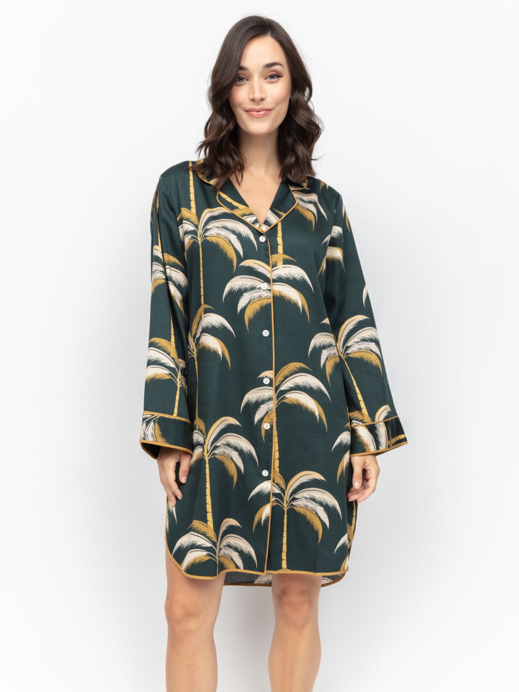 Buy Fable & Eve Pimlico Palm Print Nightshirt, Emerald Green Online at johnlewis.com