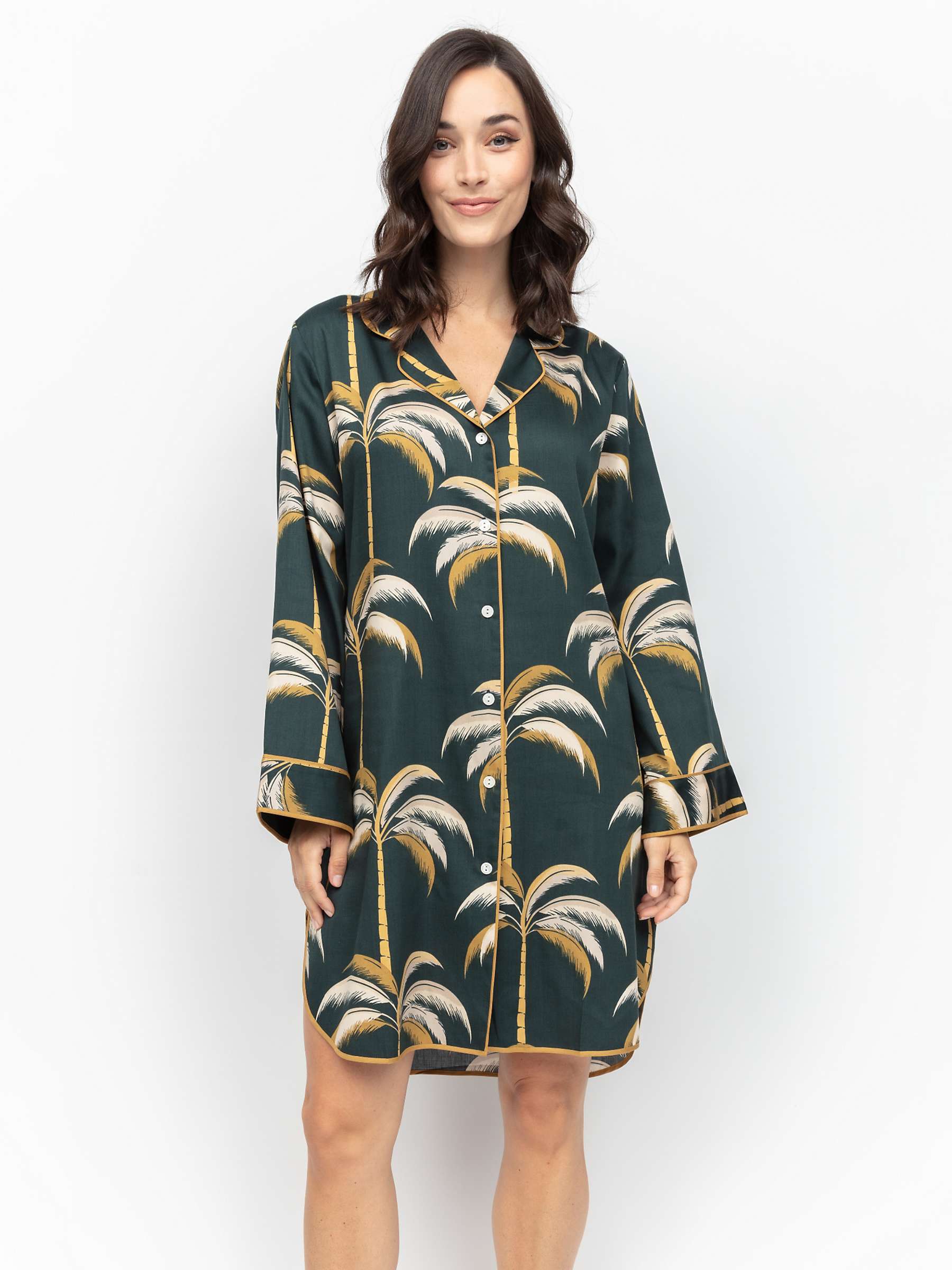 Buy Fable & Eve Pimlico Palm Print Nightshirt, Emerald Green Online at johnlewis.com