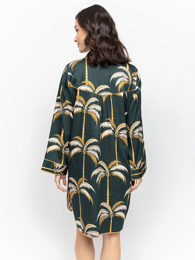 Fable & Eve Pimlico Palm Print Nightshirt, Emerald Green
