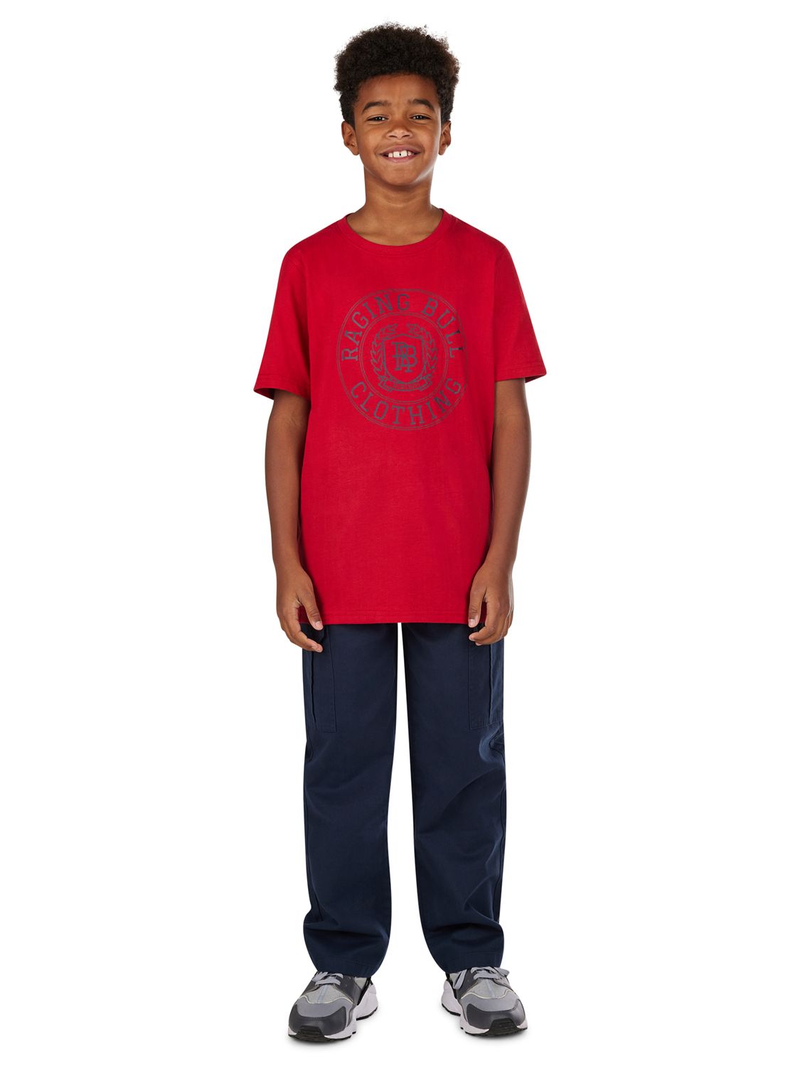 Raging Bull Kids' Crest Logo T-Shirt, Red at John Lewis & Partners