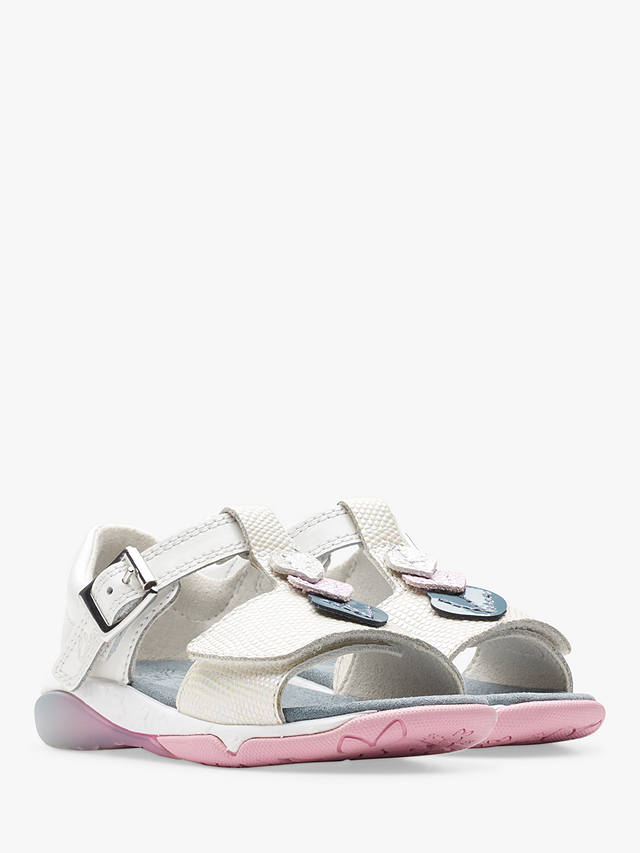 Clarks Kids' Osian Charm Leather Sandals, White