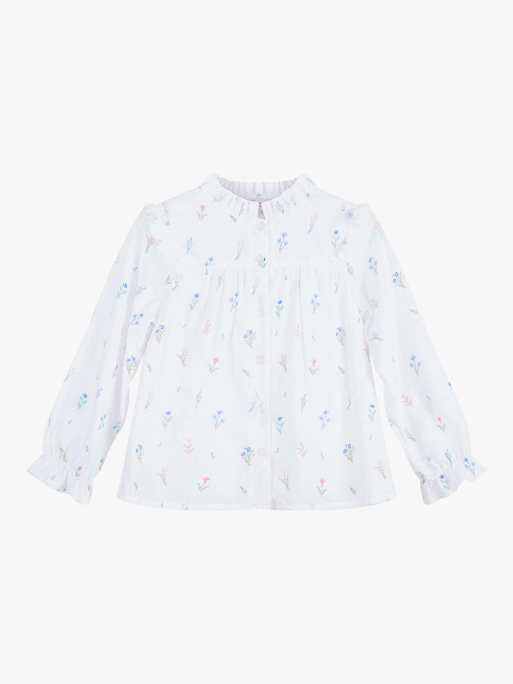 Buy Trotters Kids' Frances Floral Print Ruffle Blouse, White Online at johnlewis.com