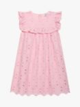 Trotters Kids' Eliza Broderie Anglaise Ruffle Dress, Pink