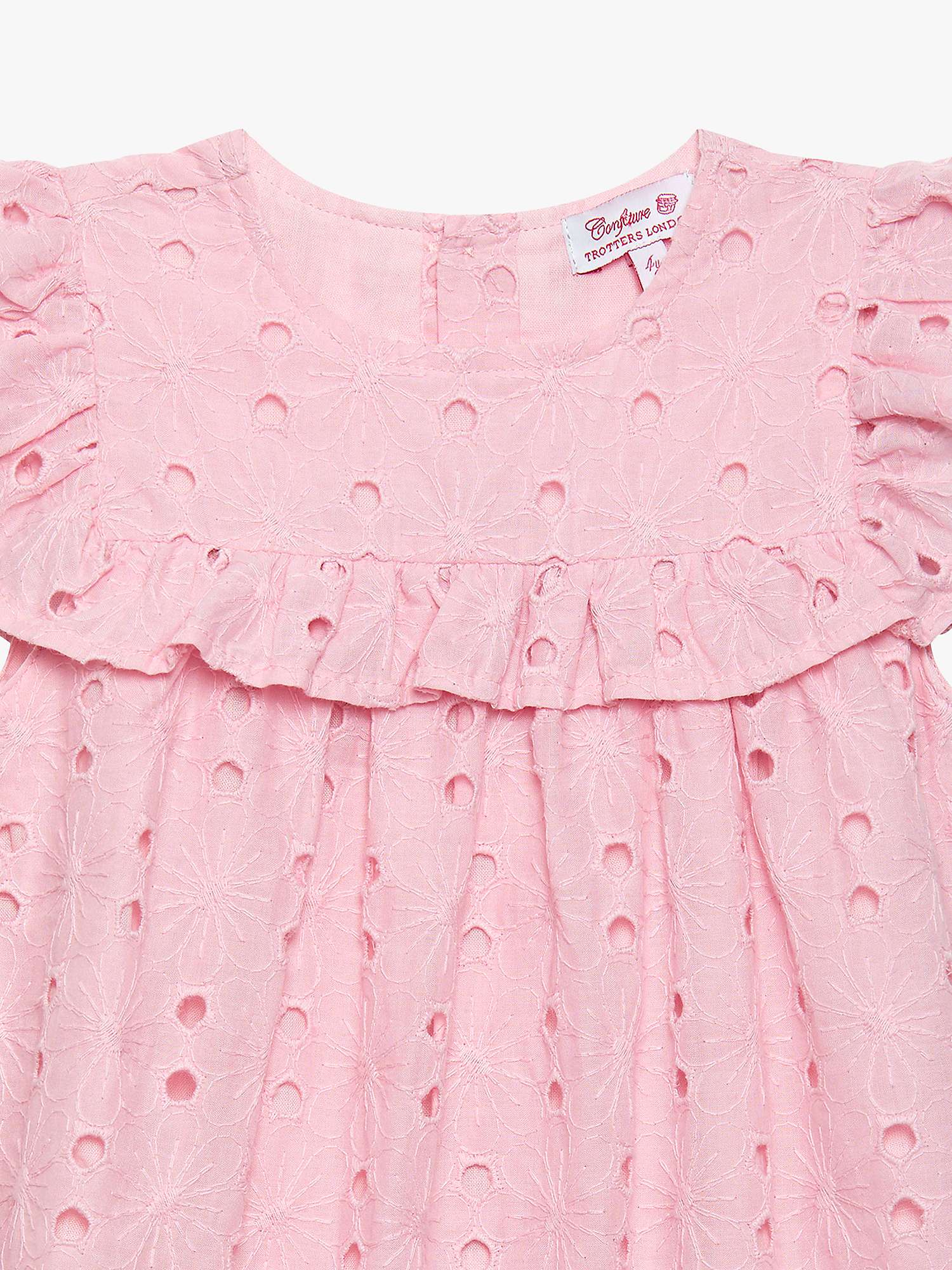Buy Trotters Kids' Eliza Broderie Anglaise Ruffle Dress, Pink Online at johnlewis.com