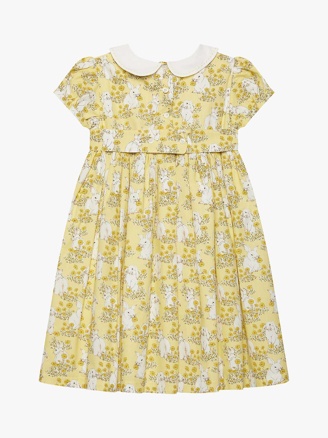 Buy Trotters Kids' Bunny Print Peter Pan Collar Dress, Yellow Online at johnlewis.com