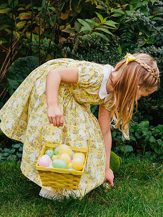 Trotters Kids' Bunny Print Peter Pan Collar Dress, Yellow