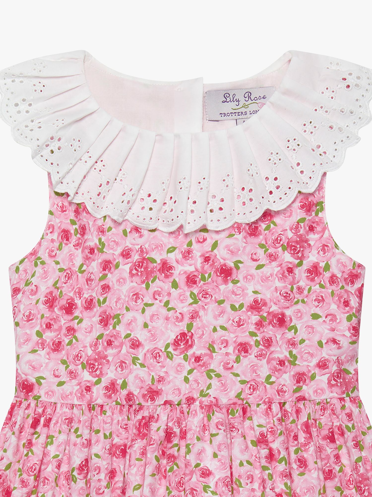 Buy Trotters Kids' Francesca Rosie Broderie Anglaise Willow Collar Dress, Red Online at johnlewis.com