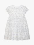 Trotters Kids' Butterfly Floral Print Peter Pan Collar Dress, White/Muli