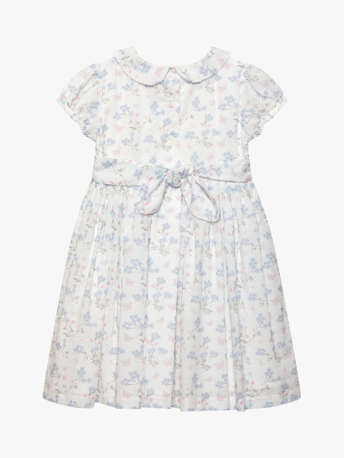 Buy Trotters Kids' Butterfly Floral Print Peter Pan Collar Dress, White/Muli Online at johnlewis.com