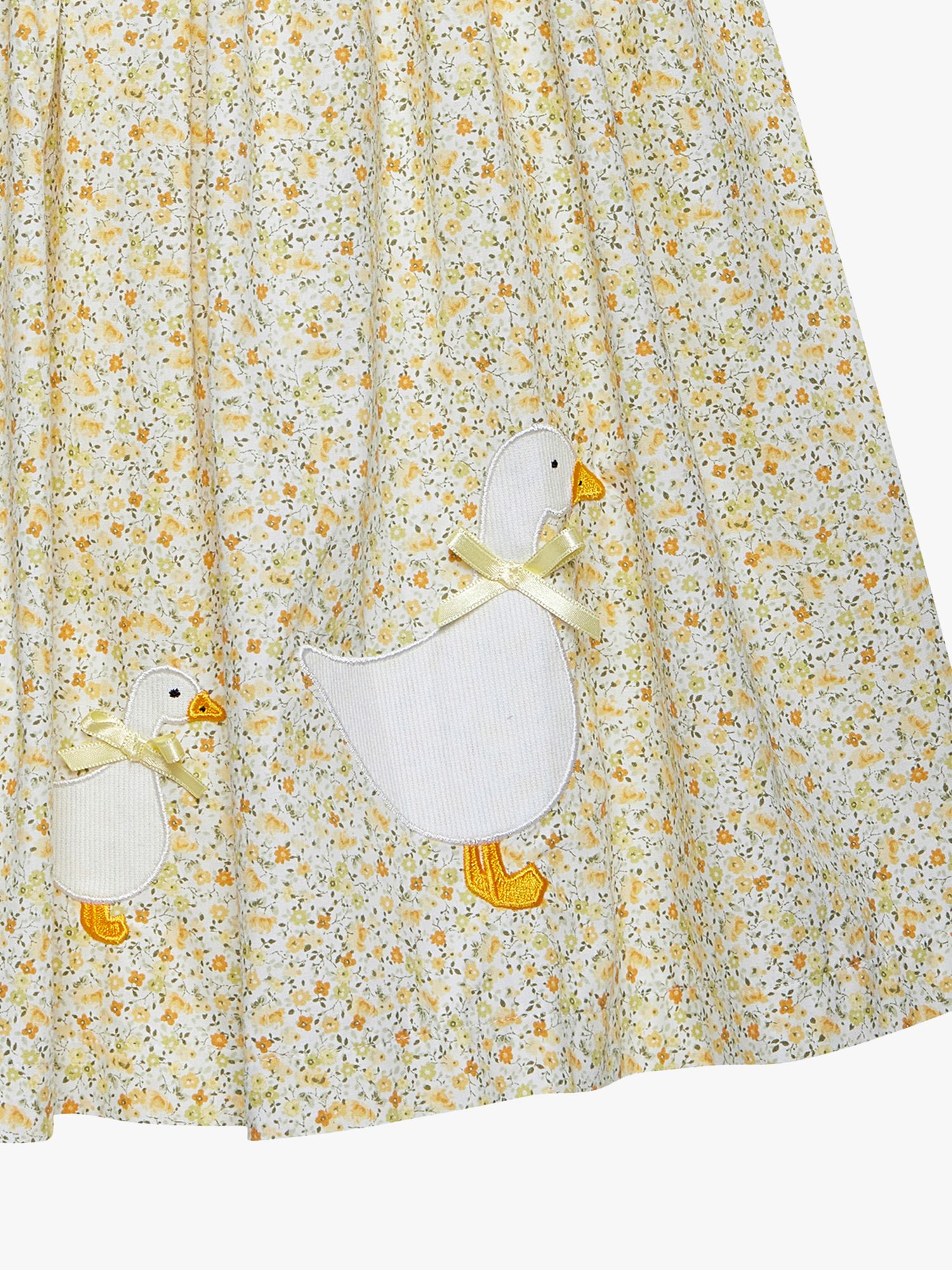 Buy Trotters Kids' Petal Collar Duck Applique Floral Dress, Yellow Online at johnlewis.com