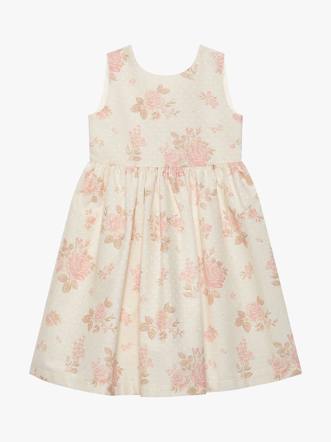 Buy Trotters Kids' Maeva Floral Print Luxe Party Dress, Gold Online at johnlewis.com