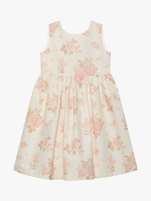 Trotters Kids' Maeva Floral Print Luxe Party Dress, Gold