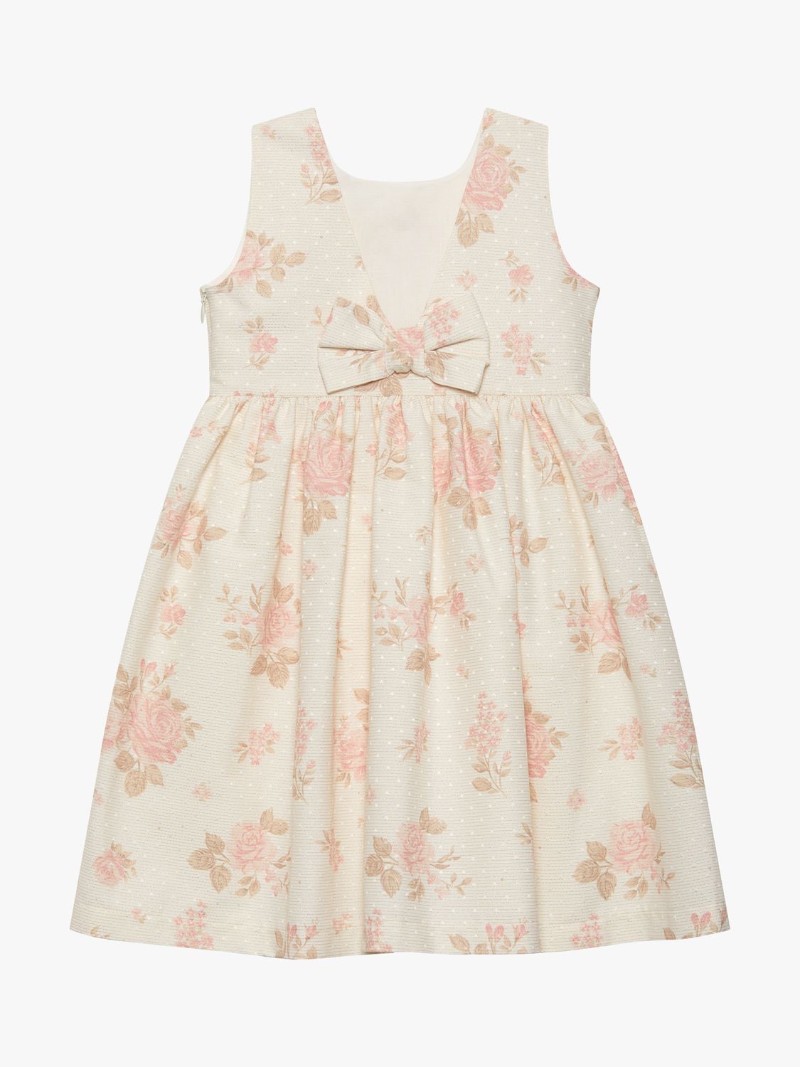 Trotters Kids' Maeva Floral Print Luxe Party Dress, Gold, 4 years