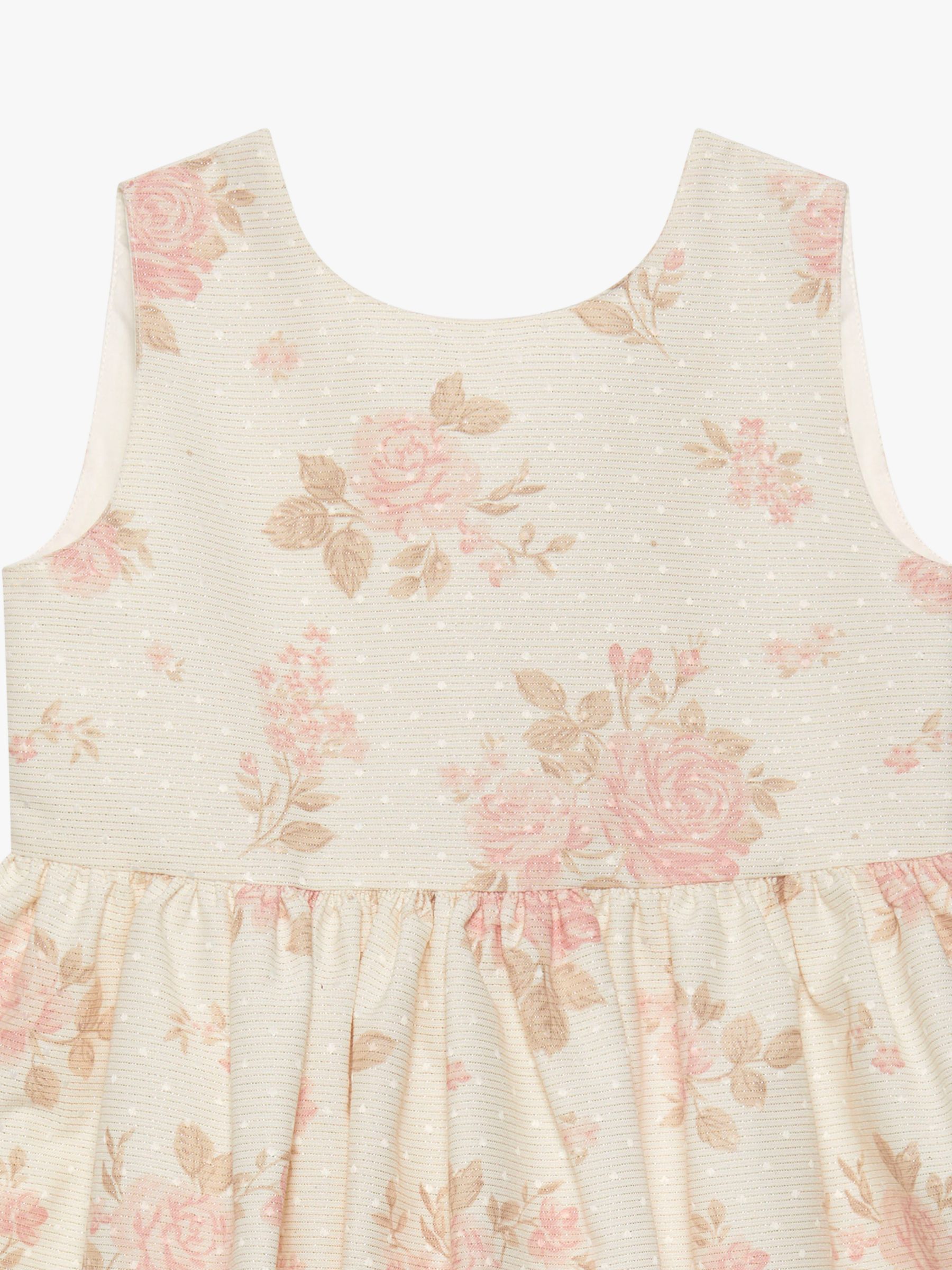 Buy Trotters Kids' Maeva Floral Print Luxe Party Dress, Gold Online at johnlewis.com