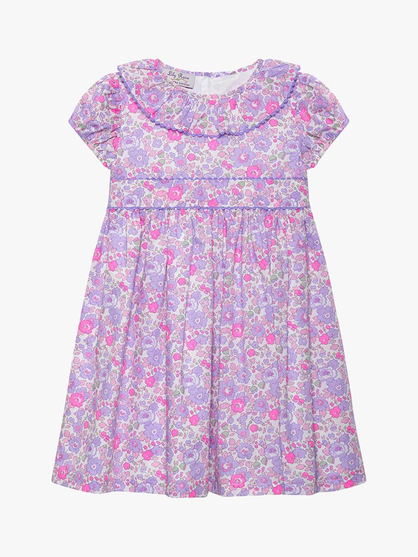 Trotters Kids' Betsy Liberty Floral Print Ric Rac Party Dress, Lilac, 6-7 years