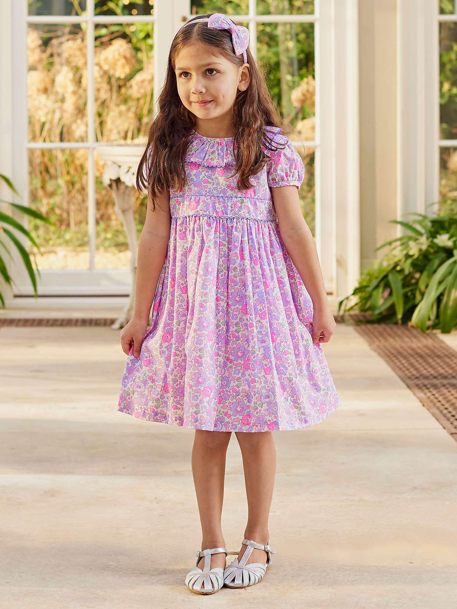 Buy Trotters Kids' Betsy Liberty Floral Print Ric Rac Party Dress, Lilac Online at johnlewis.com