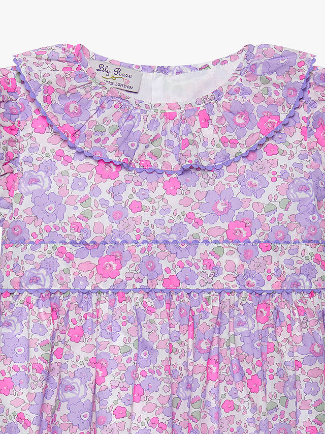 Trotters Kids' Betsy Liberty Floral Print Ric Rac Party Dress, Lilac