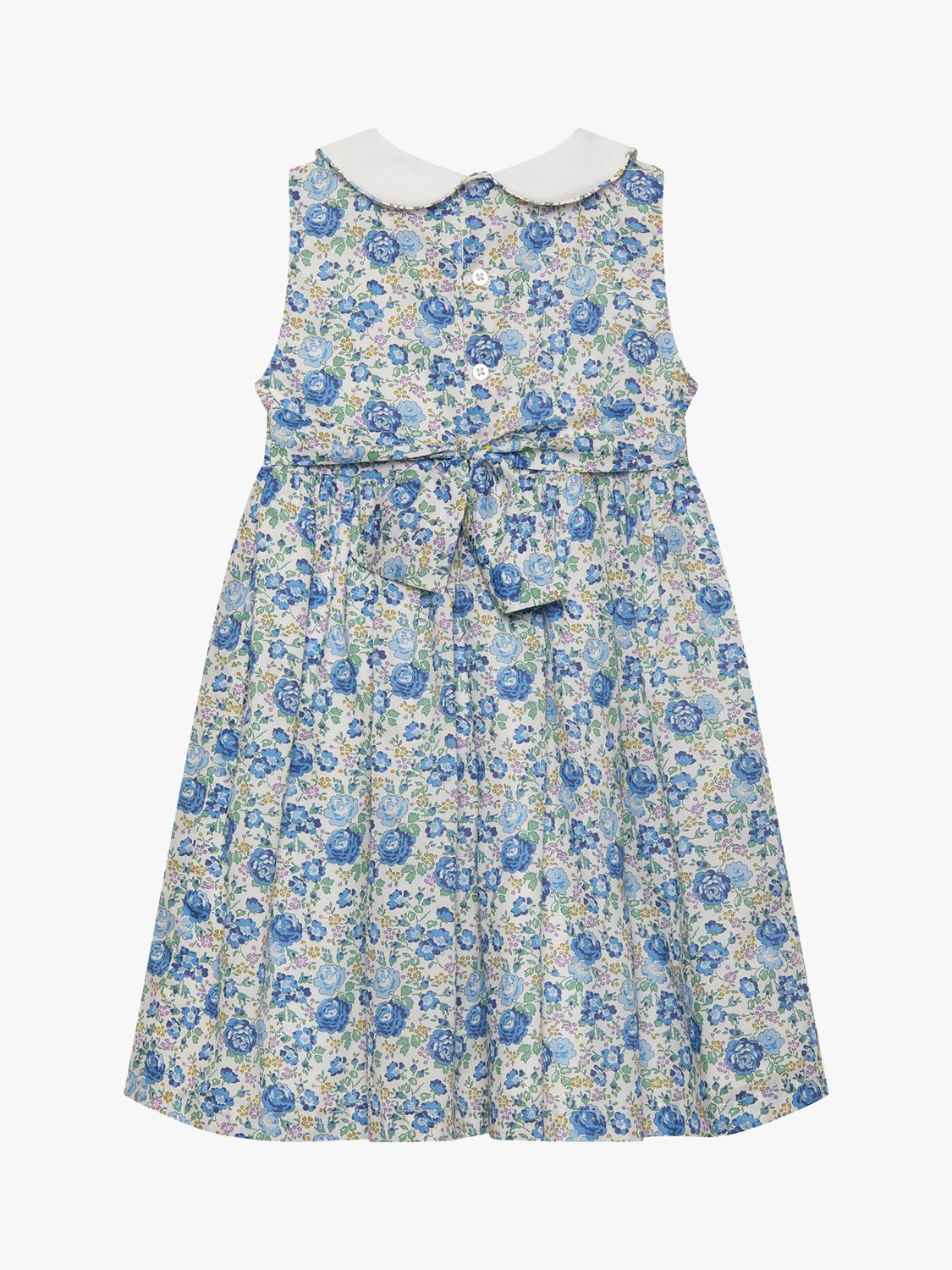 Trotters Kids' Liberty's Felicite Floral Print Peter Pan Collar Sleeveless Dress, Blue, 2 years