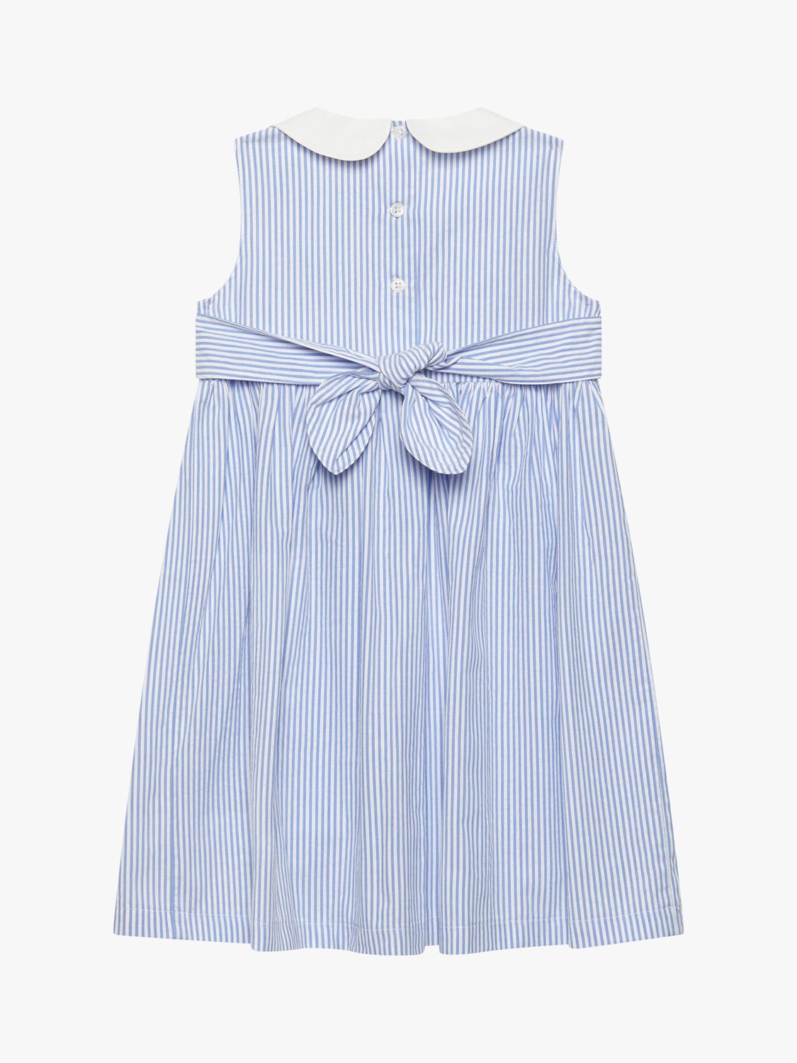 Buy Trotters Kids' Tilly Floral Embroidered Smocked Peter Pan Collar Stripe Dress, Blue/Multi Online at johnlewis.com